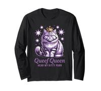 Funny Queef Queen Hear My Kitty Purr Funny Cat Donne Uomini Maglia a Manica