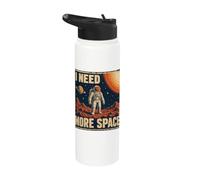 Funny Quote Space Man Astronaut Retro I Need More Space Stainless Steel Insulated Water Bottle