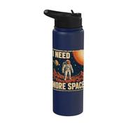 Funny Quote Space Man Astronaut Retro I Need More Space Stainless Steel Insulated Water Bottle