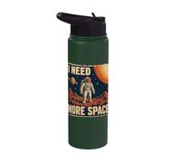 Funny Quote Space Man Astronaut Retro I Need More Space Stainless Steel Insulated Water Bottle