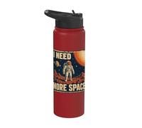 Funny Quote Space Man Astronaut Retro I Need More Space Stainless Steel Insulated Water Bottle