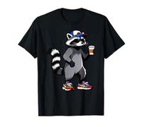 Funny Raccoon, Common Raccoon Drinking Coffee Maglietta