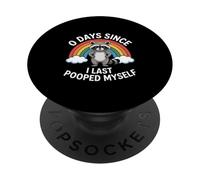 Funny Raccoon Days Since I Last Pooped Me Stesso PopSockets PopGrip Adesivo