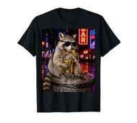 Funny Raccoon Eating Pickles Meme Maglietta