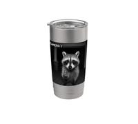 Funny Raccoon Flipping Off Middle Finger On Security Camera Bicchiere termico in acciaio inox doppia parete