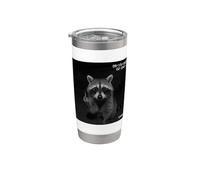Funny Raccoon Flipping Off Middle Finger On Security Camera Bicchiere termico in acciaio inox doppia parete