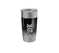 Funny Raccoon Flipping Off Middle Finger On Security Camera Bicchiere termico in acciaio inox doppia parete