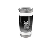 Funny Raccoon Flipping Off Middle Finger On Security Camera Bicchiere termico in acciaio inox doppia parete