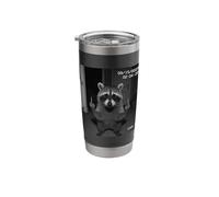 Funny Raccoon Flipping Off Middle Finger On Security Camera Bicchiere termico in acciaio inox doppia parete