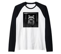 Funny Raccoon Flipping off Middle Finger On Security Camera Maglia con Maniche Raglan