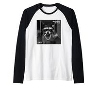 Funny Raccoon Flipping off Middle Finger On Security Camera Maglia con Maniche Raglan