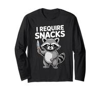 Funny Raccoon I Require Snacks Cute Animal Lover Tee Maglia a Manica