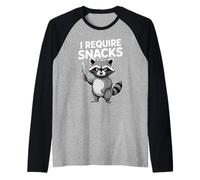 Funny Raccoon I Require Snacks Cute Animal Lover Tee Maglia con Maniche Raglan