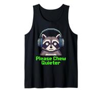 Funny Raccoon Pixel Art Please Chew Quieter Gamer Cuffie Canotta