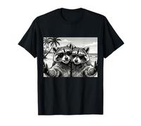 Funny Raccoon Selfie At The Beach Summer Vacation Sunglasses Maglietta