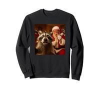 Funny Raccoon Selfie with Santa Eating Cookies Christmas Felpa