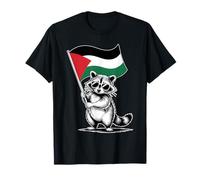 Funny Raccoon with Palestine Flag Maglietta