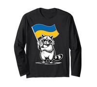 Funny Raccoon with Ukrainian Flag Maglia a Manica