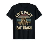 Funny Racoon Live Fast Eat Trash Maglietta