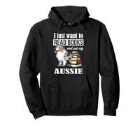 Funny Read Books & Pet Blue Merle Australian Shepherd Lover Felpa con Cappuccio