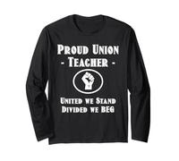 Funny Red for Ed SpEd Union Thug United We Stand Divided Beg Maglia a Manica