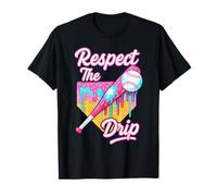 Funny Respect the Drip Baseball Ice Cream Drip Birthday Kid Maglietta