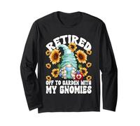 Funny Retired Mom GNOME for Women Sunflower Retirement Nurse Maglia a Manica