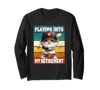 Funny Retirement Saying With Baseball Gnome For Retro Dad Maglia a Manica