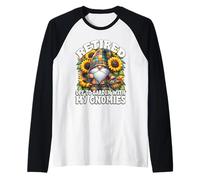 Funny Retirement Sayings With Sunflower Gardening Gnome Dad Maglia con Maniche Raglan