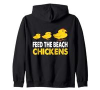 Funny Retro Feed The Beach Chickens And Save Birds Felpa con Cappuccio