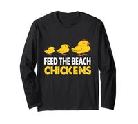 Funny Retro Feed The Beach Chickens And Save Birds Maglia a Manica