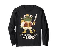 Funny Retro Medieval Knight Frog T'was The 'Tism M'Lord Maglia a Manica