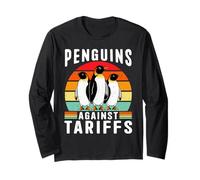 Funny Retro Resist Penguins Protest Against Tariffe Maglia a Manica