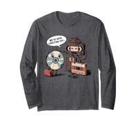 Funny Retro Tech, supporto obsoleto, cassetta CD, VHS Maglia a Manica