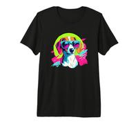 Funny Retro Vintage 80s Piebald Dachshund Lover Maglietta Premium