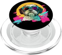 Funny Retro Vintage 80s Sunglasses Shih Tzu Dog Lover PopSockets PopGrip per MagSafe