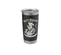 Funny Retro Vintage Baking Kitty Biscuits Bakery Cat Lover Bicchiere termico in acciaio inox doppia parete