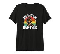 Funny Retro Vintage Dad Black Long Haired Dachshund Lover Maglietta Premium