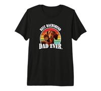 Funny Retro Vintage Dad Brown Long Haired Dachshund Lover Maglietta Premium