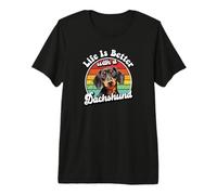 Funny Retro Vintage Life Is Better Dachshund Lover Maglietta Premium