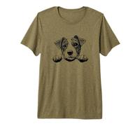 Funny Retro Vintage Logo Happy Face Jack Russell Terrier Maglietta Premium