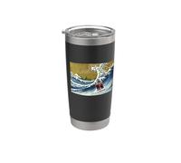 Funny Retro Vintage Surfing A Great Wave Grizzly Bear Lover Bicchiere termico in acciaio inox doppia parete