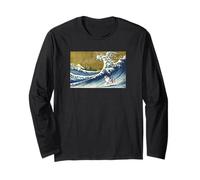 Funny Retro Vintage Surfing a Wave Blue Merle Aussie Lover Maglia a Manica