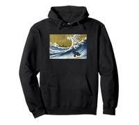 Funny Retro Vintage Surfing A Wave Newfoundland Dog Lover Felpa con Cappuccio