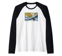 Funny Retro Vintage Surfing A Wave Newfoundland Dog Lover Maglia con Maniche Raglan