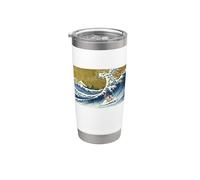 Funny Retro Vintage Surfing A Wave Piebald Dachshund Lover Bicchiere termico in acciaio inox doppia parete