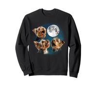 Funny Retro Vintage Three 3 Moon Howling Yorkshire Terrier Felpa