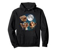 Funny Retro Vintage Three 3 Moon Howling Yorkshire Terrier Felpa con Cappuccio