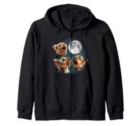 Funny Retro Vintage Three 3 Moon Howling Yorkshire Terrier Felpa con Cappuccio