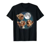 Funny Retro Vintage Three 3 Moon Howling Yorkshire Terrier Maglietta